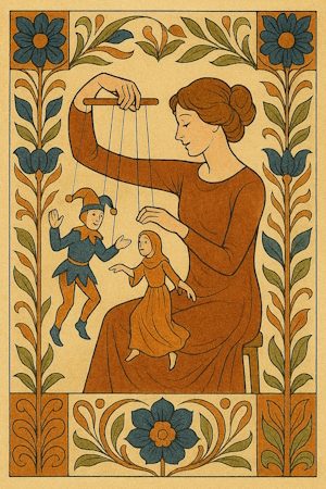 woman with stringed puppet